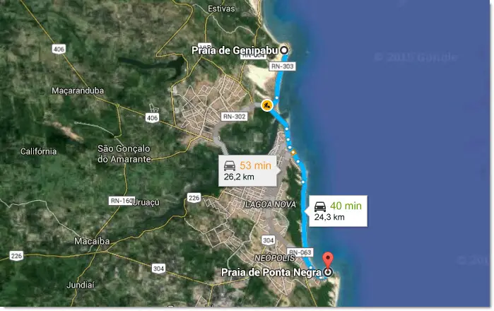 Genipabu Ponta Negra : trajet