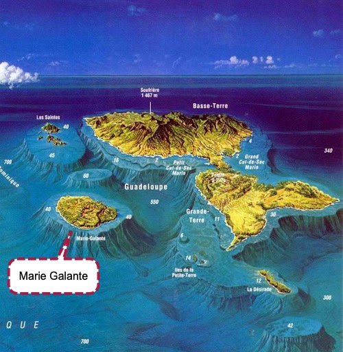 Marie Galante - Carte des fonds sous marins