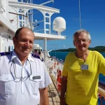 Avec mon frère Vincent, sur le Club Med2, en escale à Marie Galante